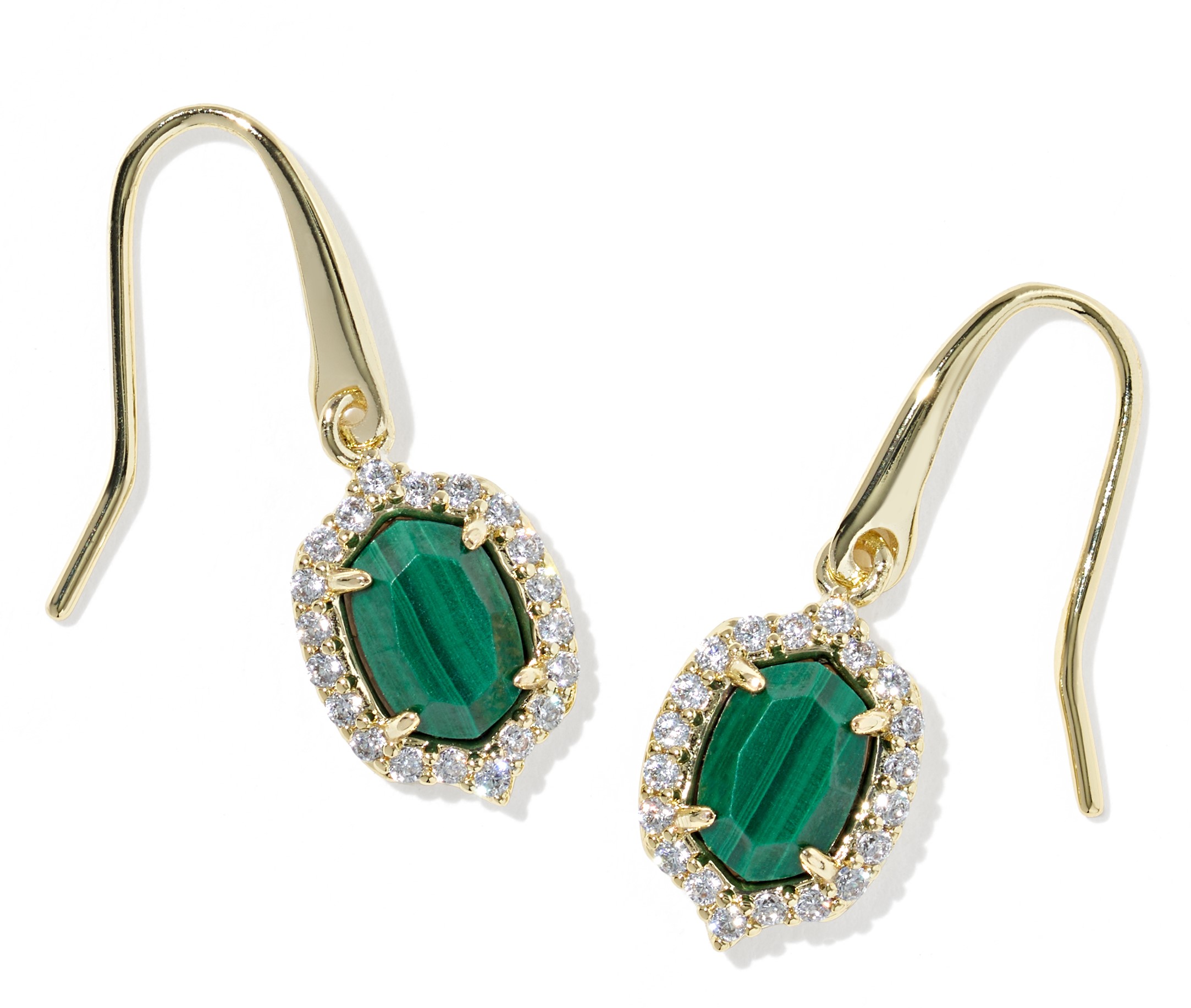 KENDRA SCOTT DAPHNE CRYSTAL GREEN MALACHITE GOLD TONE DROP EARRINGS