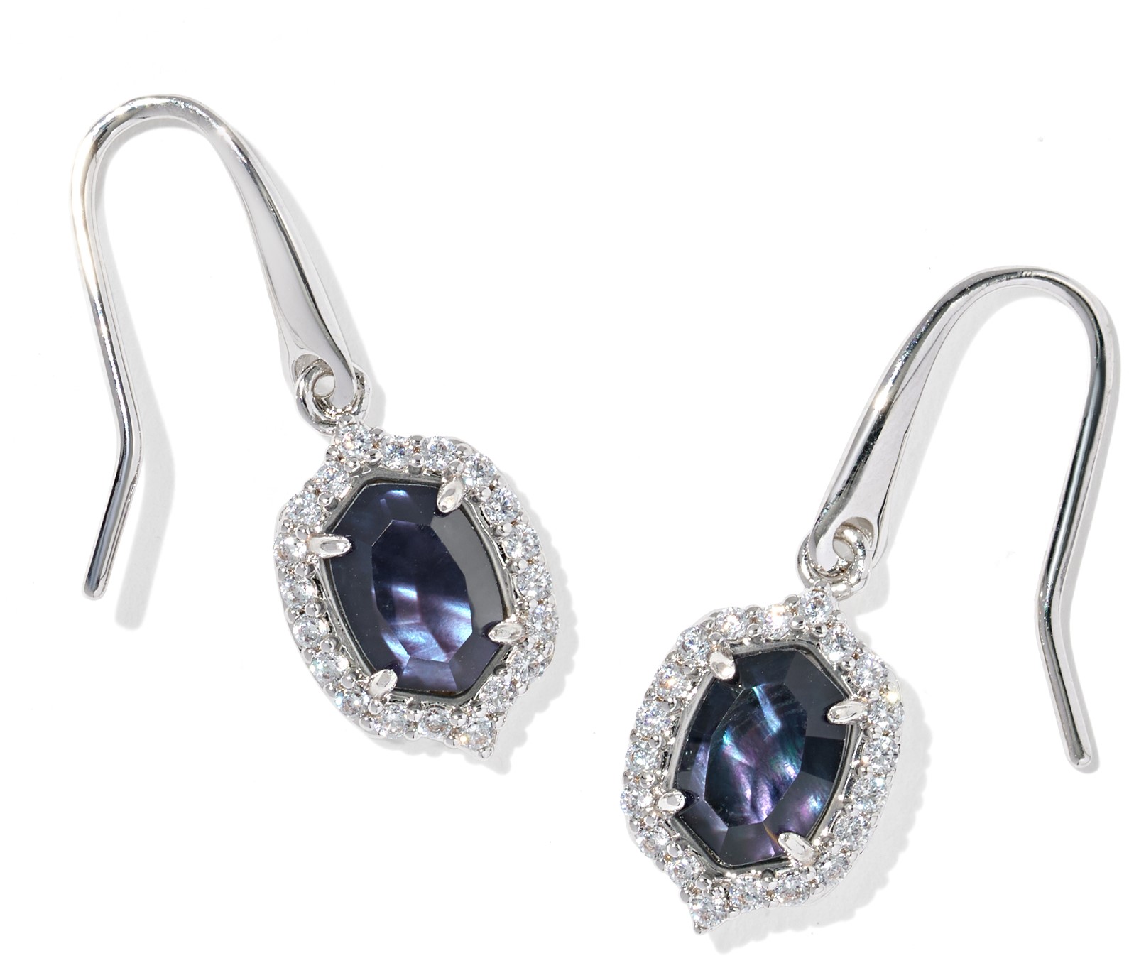 KENDRA SCOTT DAPHNE CRYSTAL RHODIUM DARK INDIGO ILLUSION DROP EARRINGS