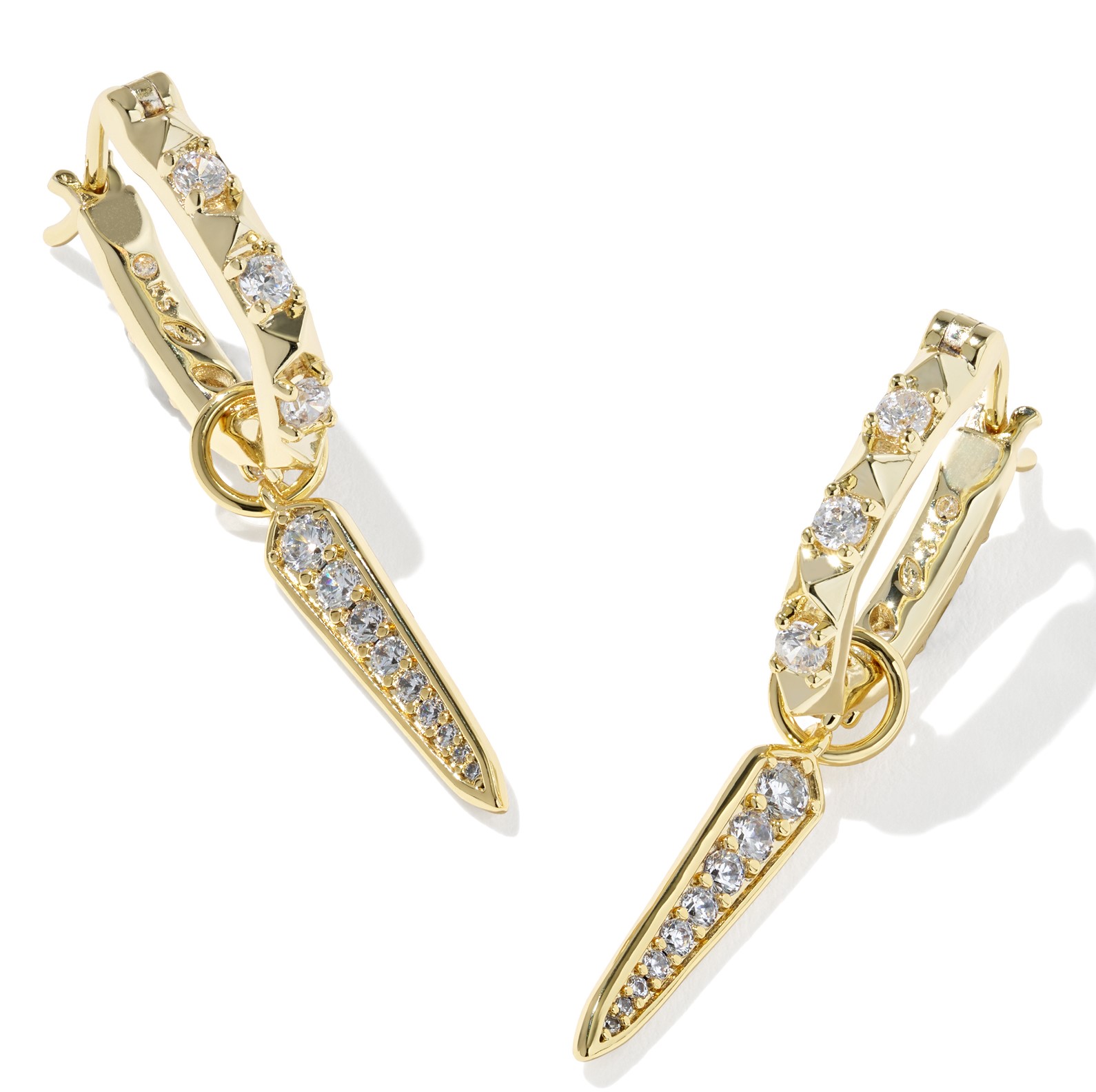 KENDRA SCOTT FATE CHARM CZ GOLD TONE HUGGIE EARRINGS