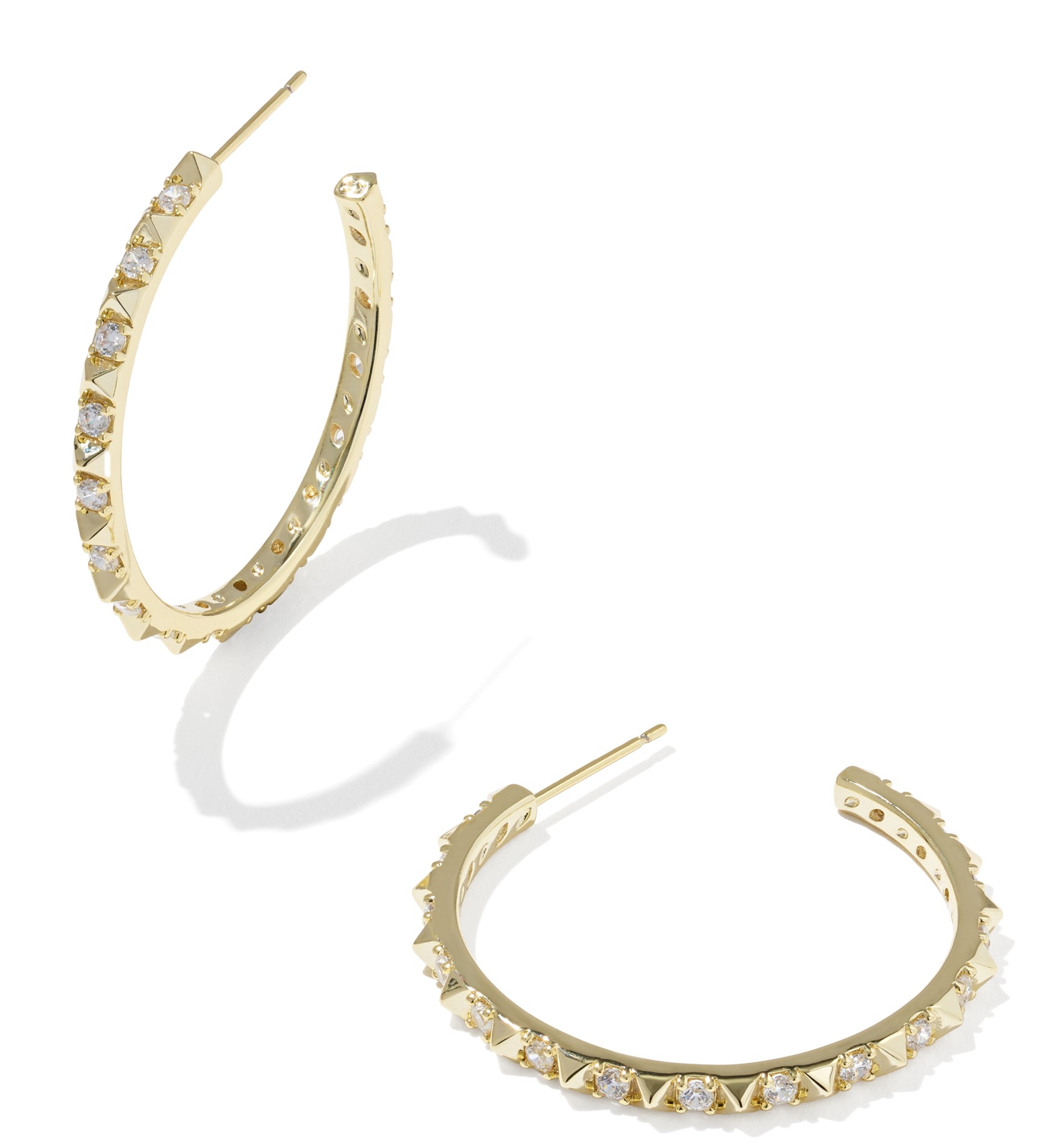 KENDRA SCOTT FATE CZ GOLD TONE HOOP EARRINGS