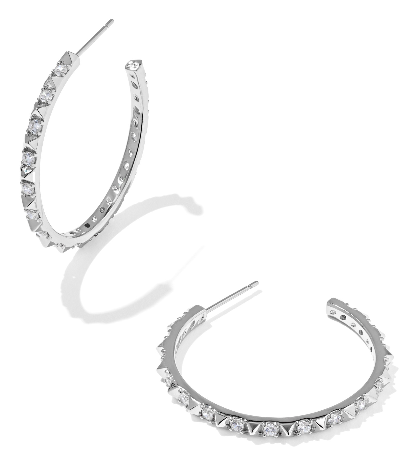 KENDRA SCOTT FATE CZ RHODIUM HOOP EARRINGS