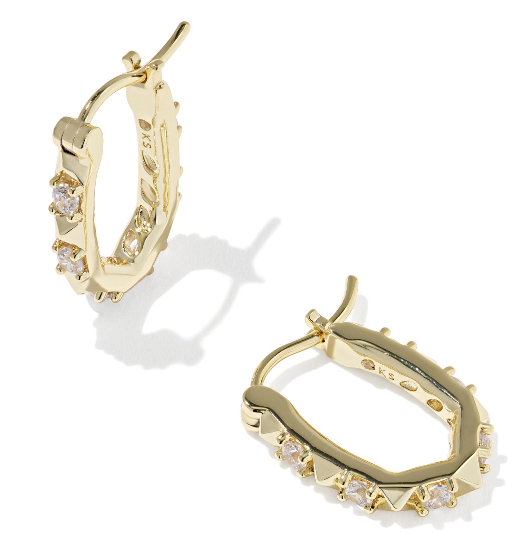 KENDRA SCOTT FATE CZ GOLD TONE HUGGIE EARRINGS
