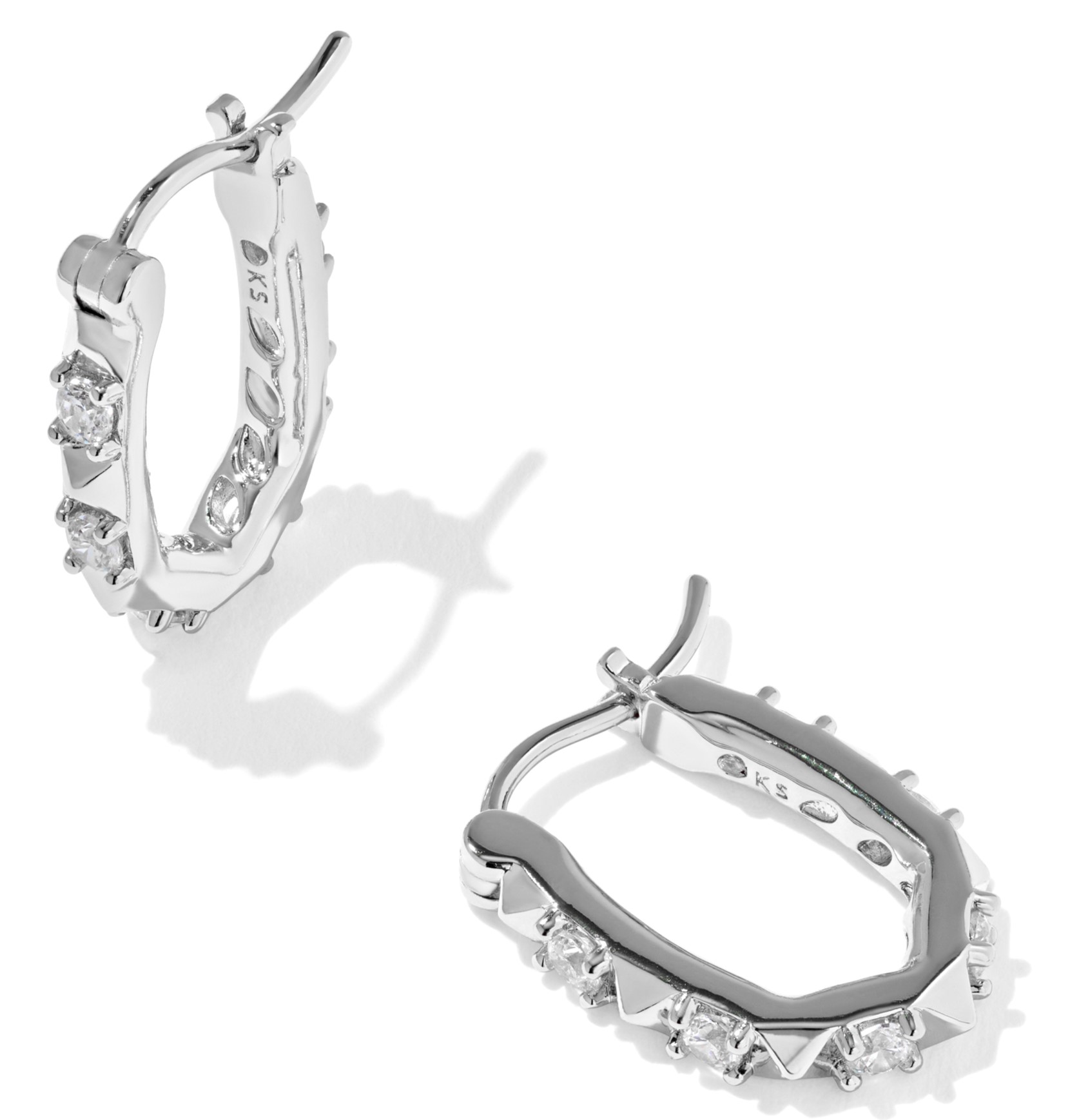 KENDRA SCOTT FATE CZ RHODIUM HUGGIE EARRINGS