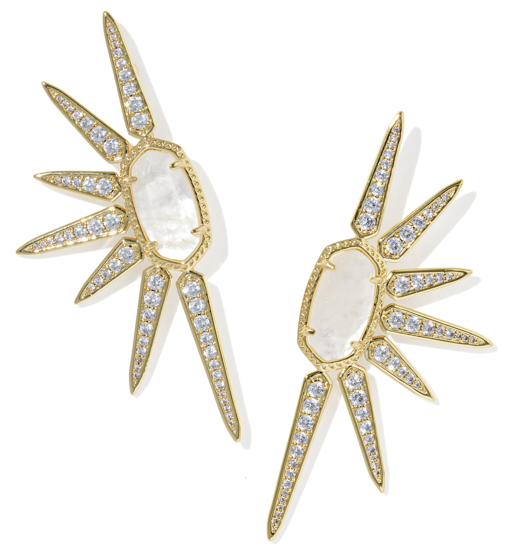 KENDRA SCOTT ELLIE STAR CRYSTAL IVORY ILLUSION GOLD TONE STATEMENT EARRINGS
