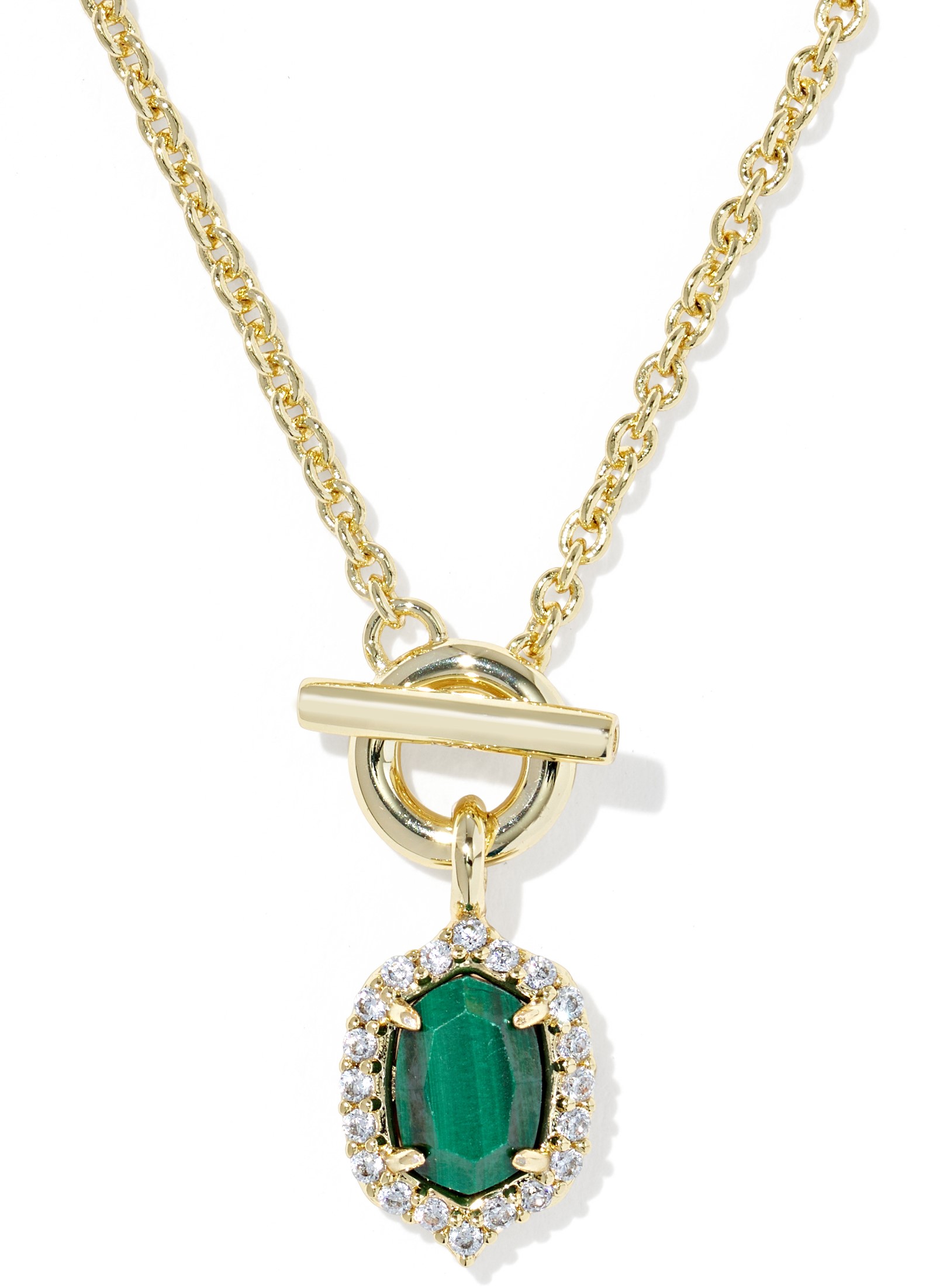 KENDRA SCOTT DAPHNE CRYSTAL GREEN MALACHITE GOLD TONE TOGGLE NECKLACE