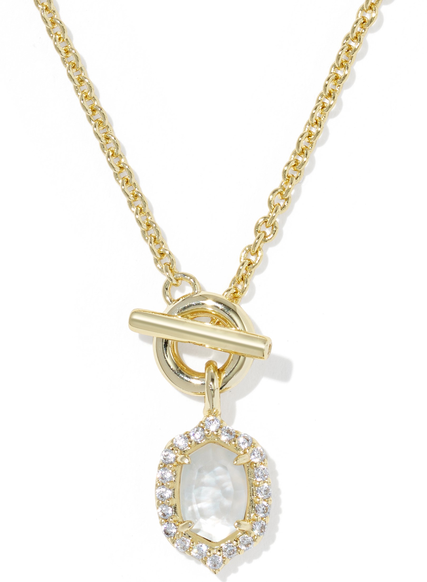 KENDRA SCOTT DAPHNE CRYSTAL IVORY MOTHER OF PEARL GOLD TONE TOGGLE NECKLACE