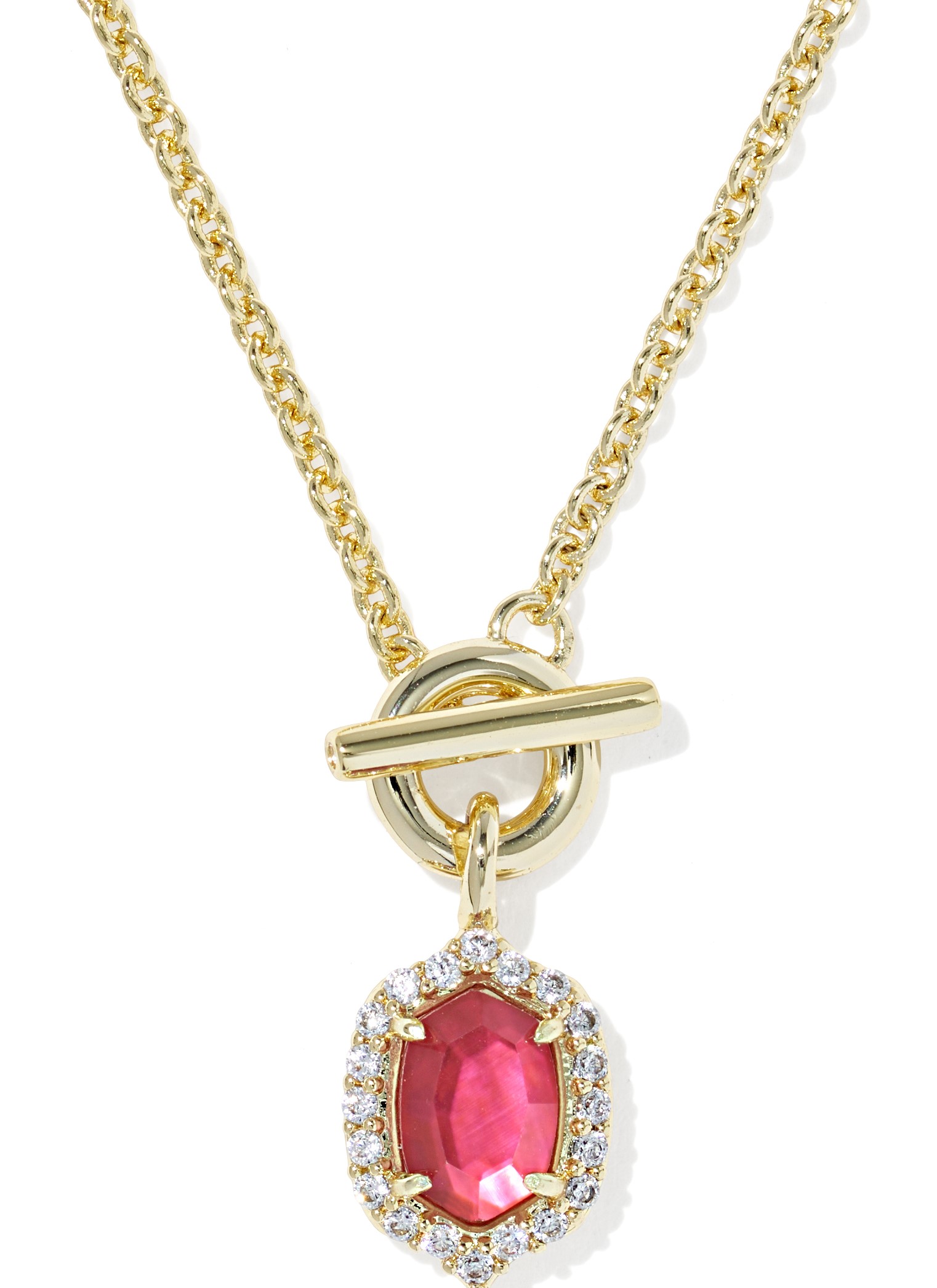 KENDRA SCOTT DAPHNE CRYSTAL DARK PINK ILLUSION GOLD TONE TOGGLE NECKLACE
