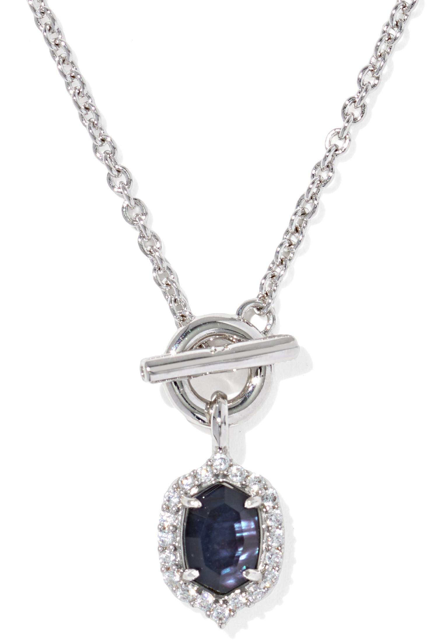 KENDRA SCOTT DAPHNE CRYSTAL DARK INDIGO ILLUSION RHODIUM TOGGLE NECKLACE