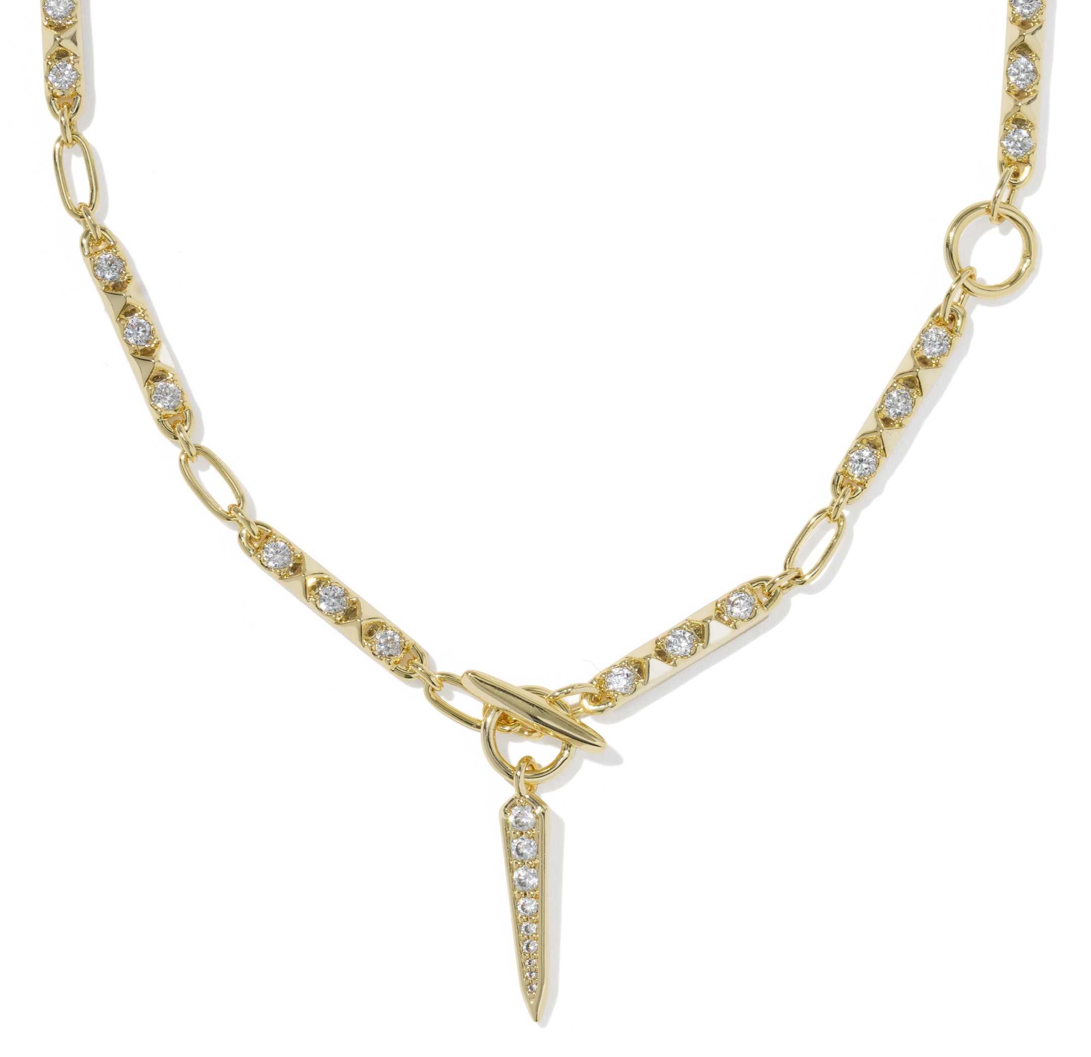 KENDRA SCOTT FATE LARIAT GOLD TONE CZ LARIAT NECKLACE