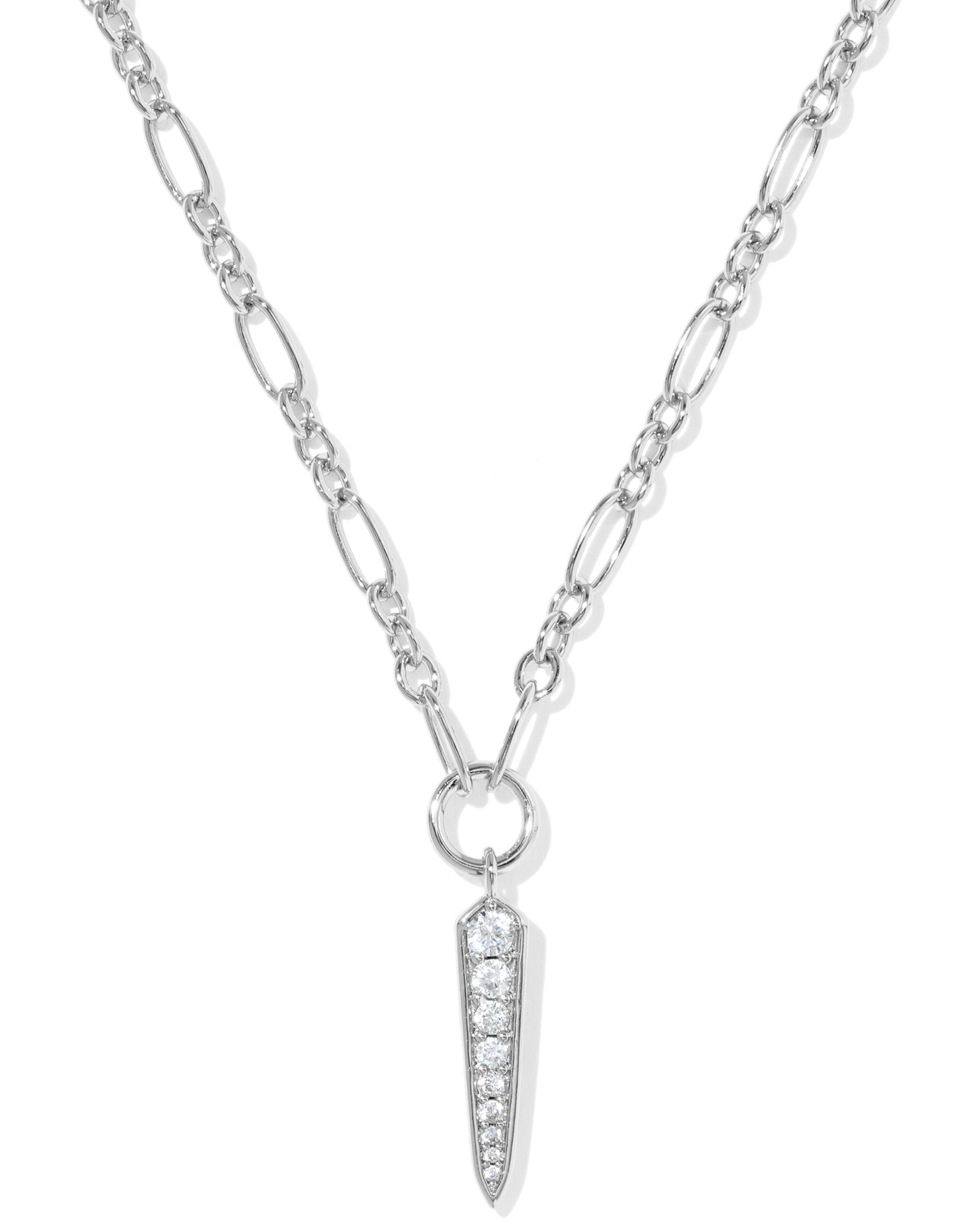 KENDRA SCOTT FATE RHODIUM CZ SHORT PENDANT NECKLACE