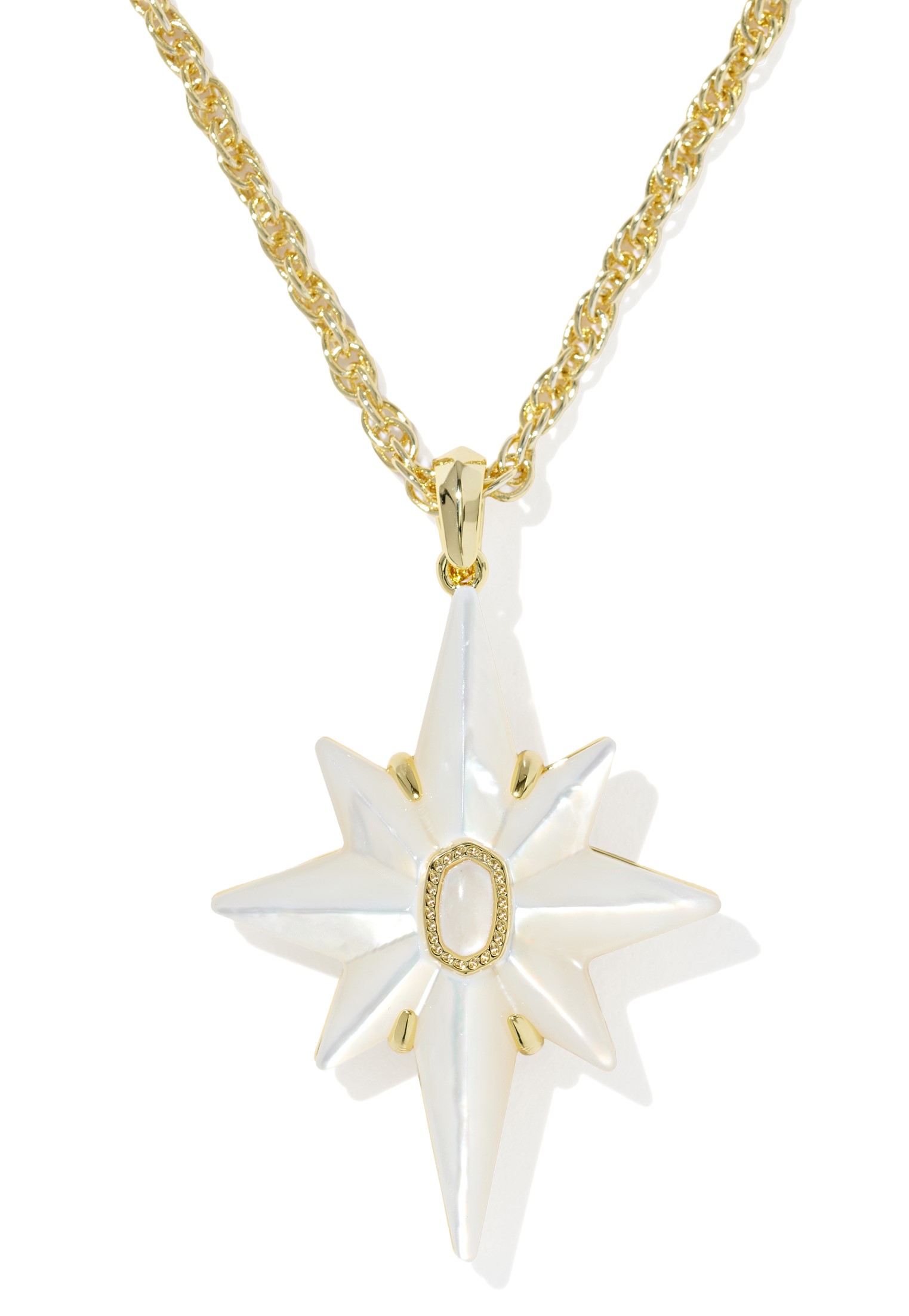 KENDRA SCOTT FATE STAR IVORY MOTHER OF PEARL GOLD TONE PENDANT NECKLACE