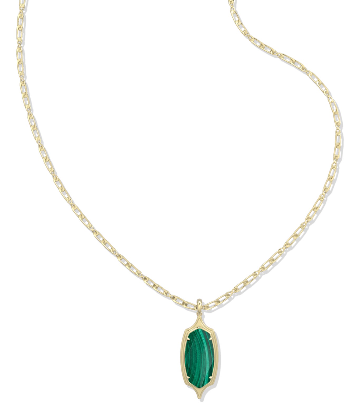 KENDRA SCOTT DANI GREEN MALACHITE GOLD TONE LONG NECKLACE