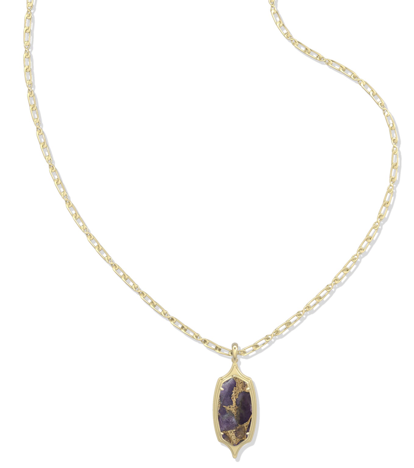 KENDRA SCOTT DANI BRONZE VEINED PURPLE AMETHYST GOLD TONE LONG NECKLACE