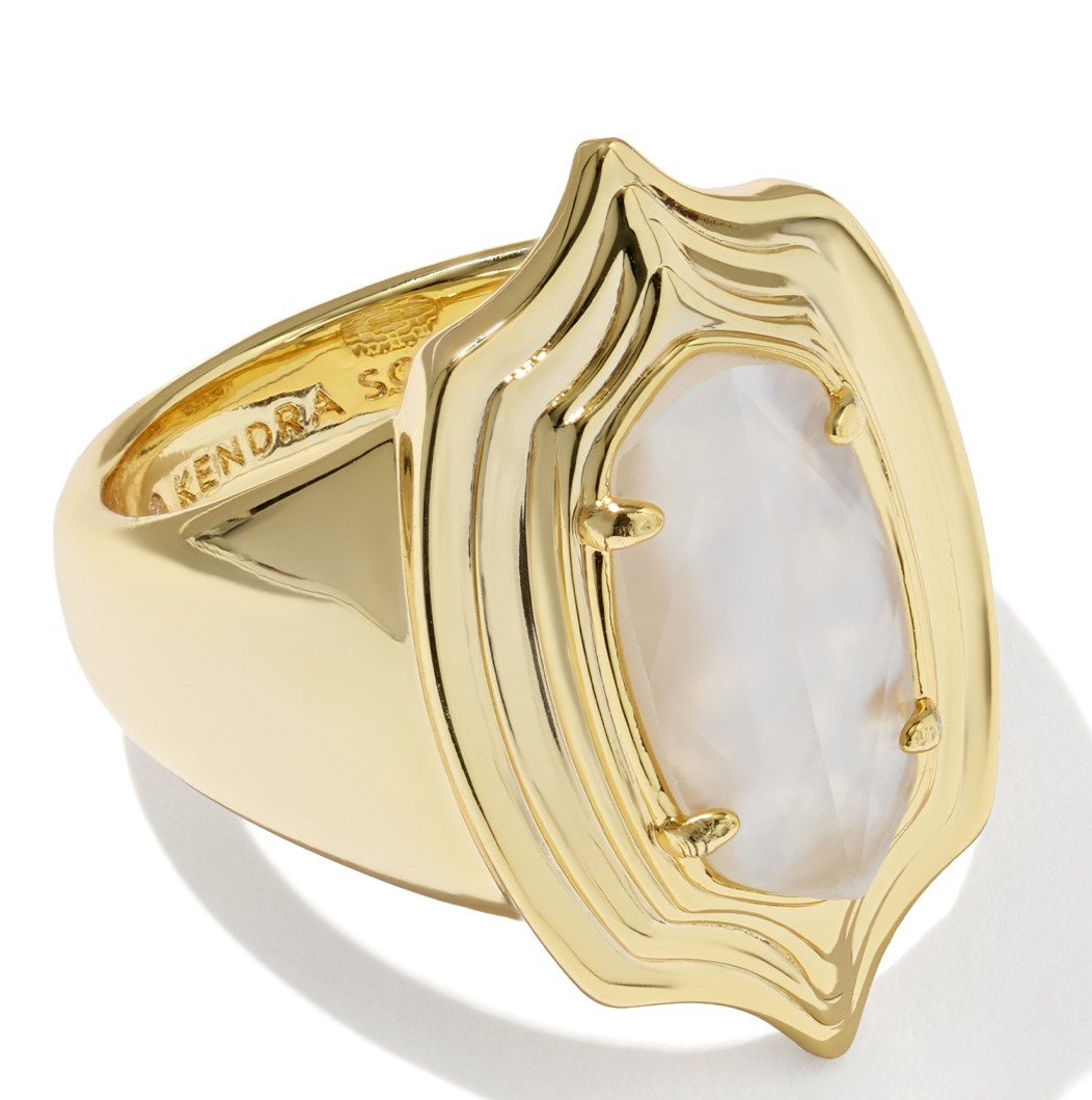 KENDRA SCOTT ELYSE IVORY MOTHER OF PEARL GOLD TONE RING SIZE 7