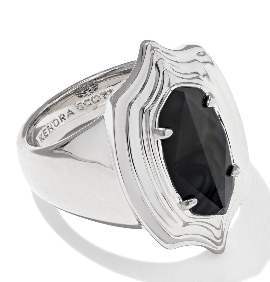 KENDRA SCOTT ELYSE DARK INDIGO ILLUSION RHODIUM RING SIZE 7
