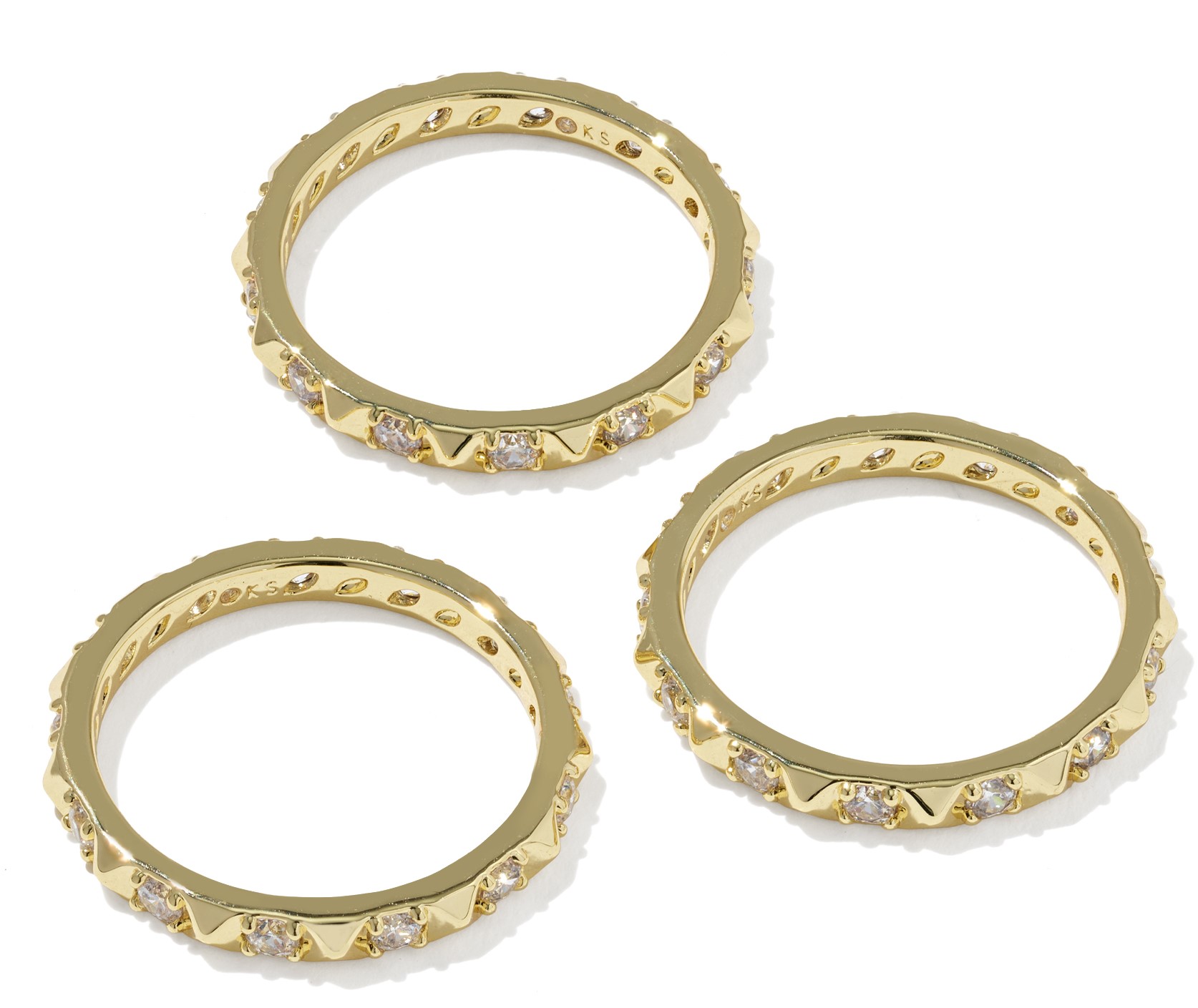 KENDRA SCOTT FATE GOLD TONE SET (3) CZ RINGS SIZE 7