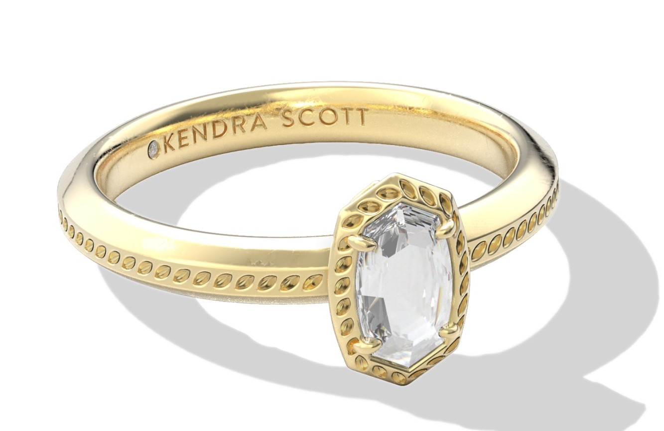 KENDRA SCOTT MINI ELYSE GOLD TONE CZ LUXE BAND RING SIZE 7