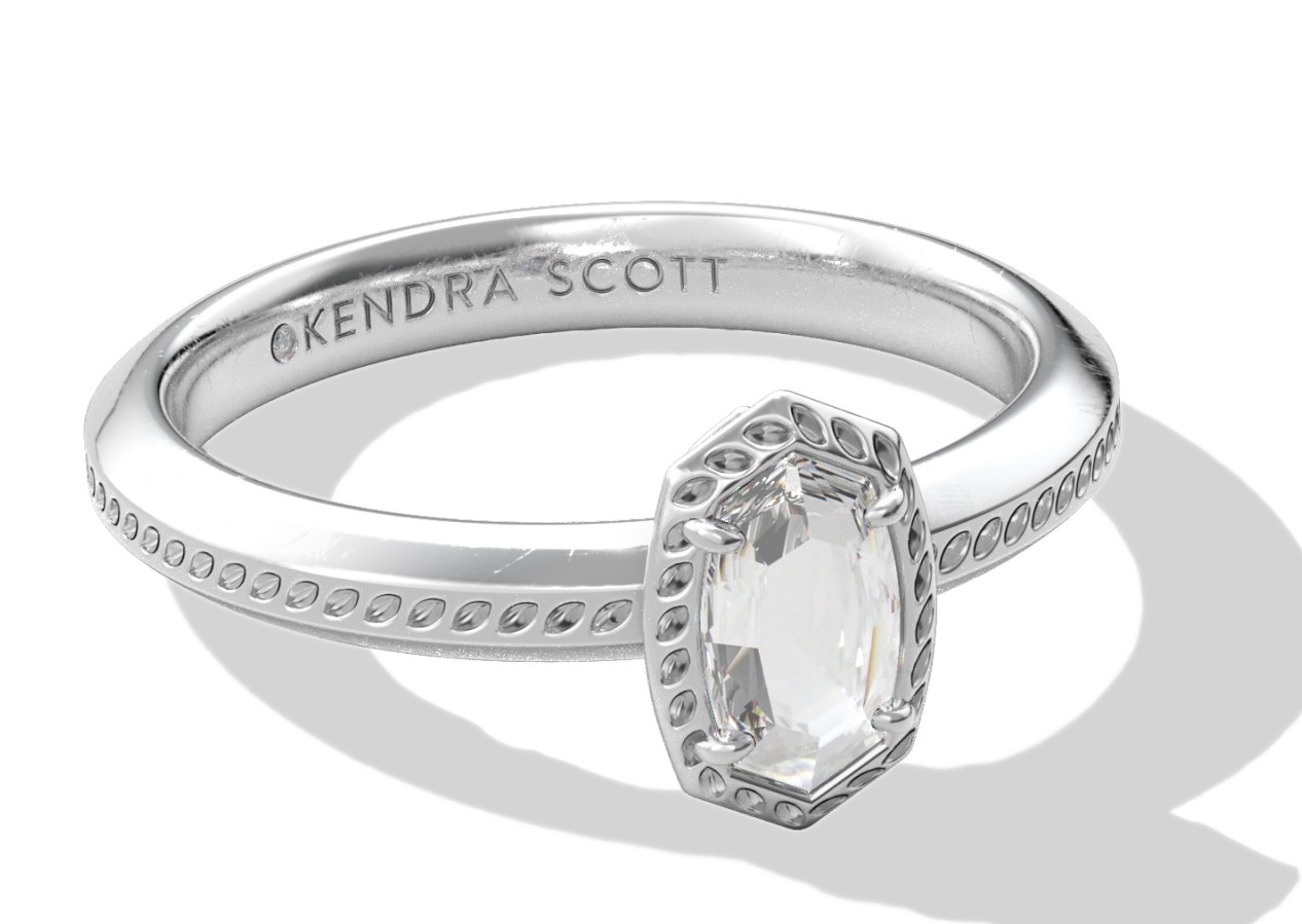 KENDRA SCOTT MINI ELYSE RHODIUM CZ LUXE BAND RING SIZE 7