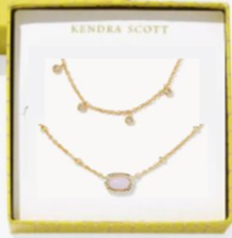 KENDRA SCOTT MINI ELISA AMELIA PINK OPALITE CRYSTAL GOLD TONE NCKLACE
