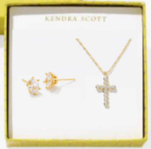 KENDRA SCOTT CROSS CAILIN CZ RHODIUM GIFT SET