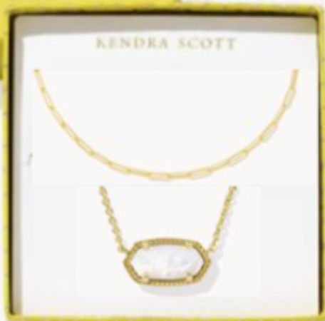 KENDRA SCOTT ELISA COURTNEY IVORY MOTHER OF PEARL RHODIUM NECKLACE GIFT SET