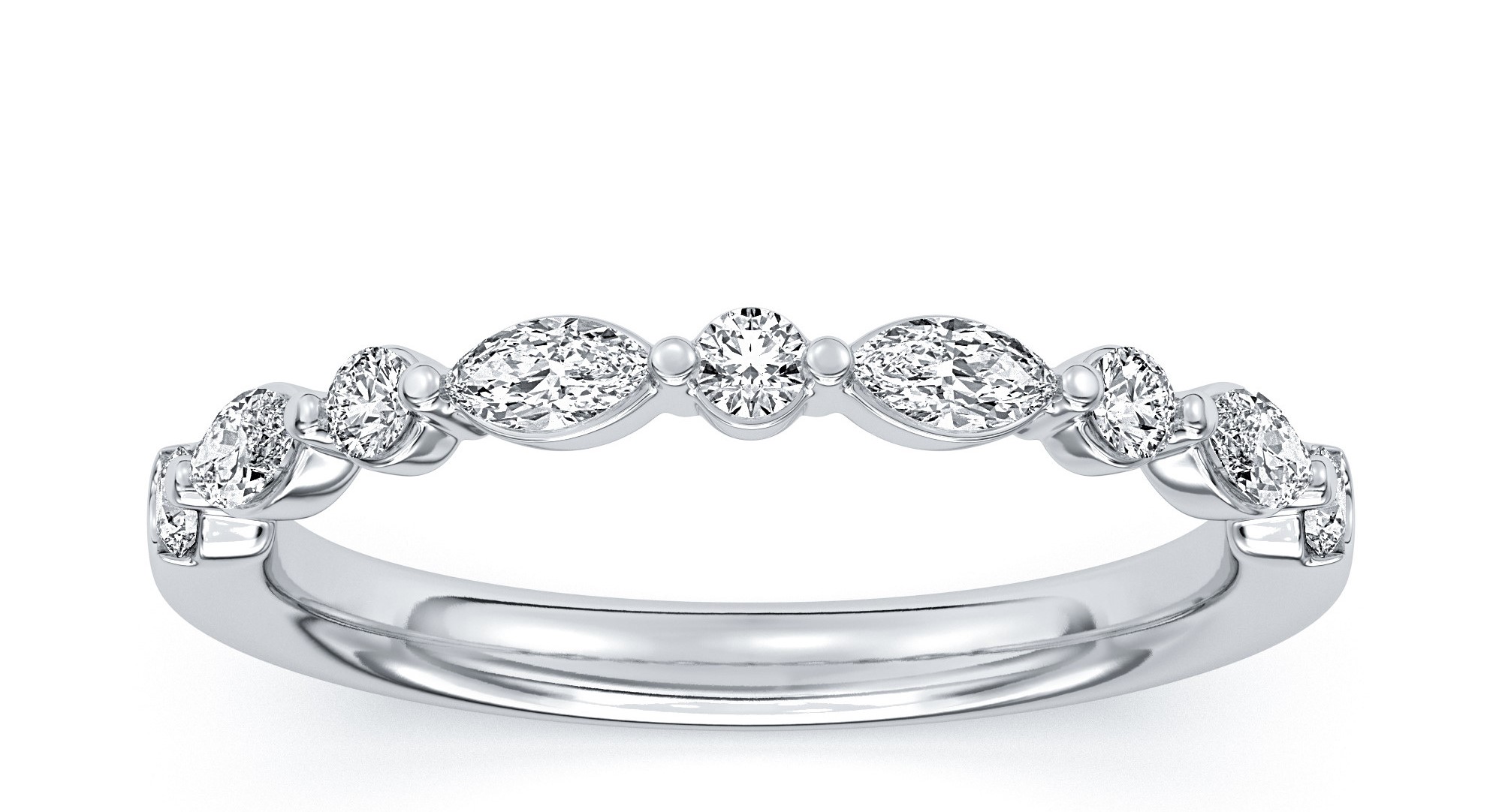 .50CTW DIAMOND BAND: 5 MARQUISE DIAMONDS .22CTW ALTERNATING WITH 4 ROUND DIAMONDS .28CTW 14KW