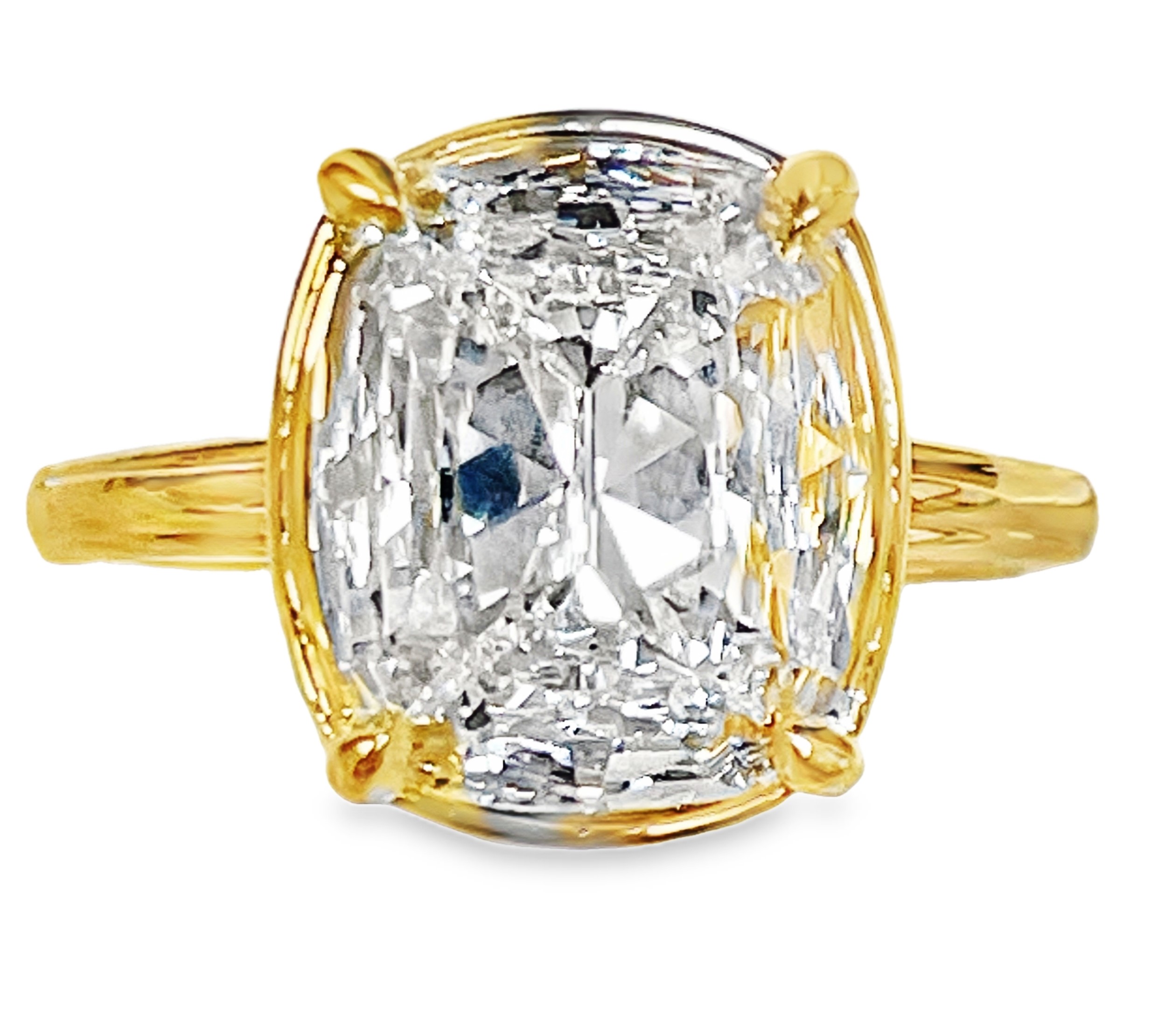 SUPER MAN MADE CREATED 4.04CT CUSHION DIAMOND SOLITAIRE RING F VS IGI CARD CERT 64J0091526 14KY