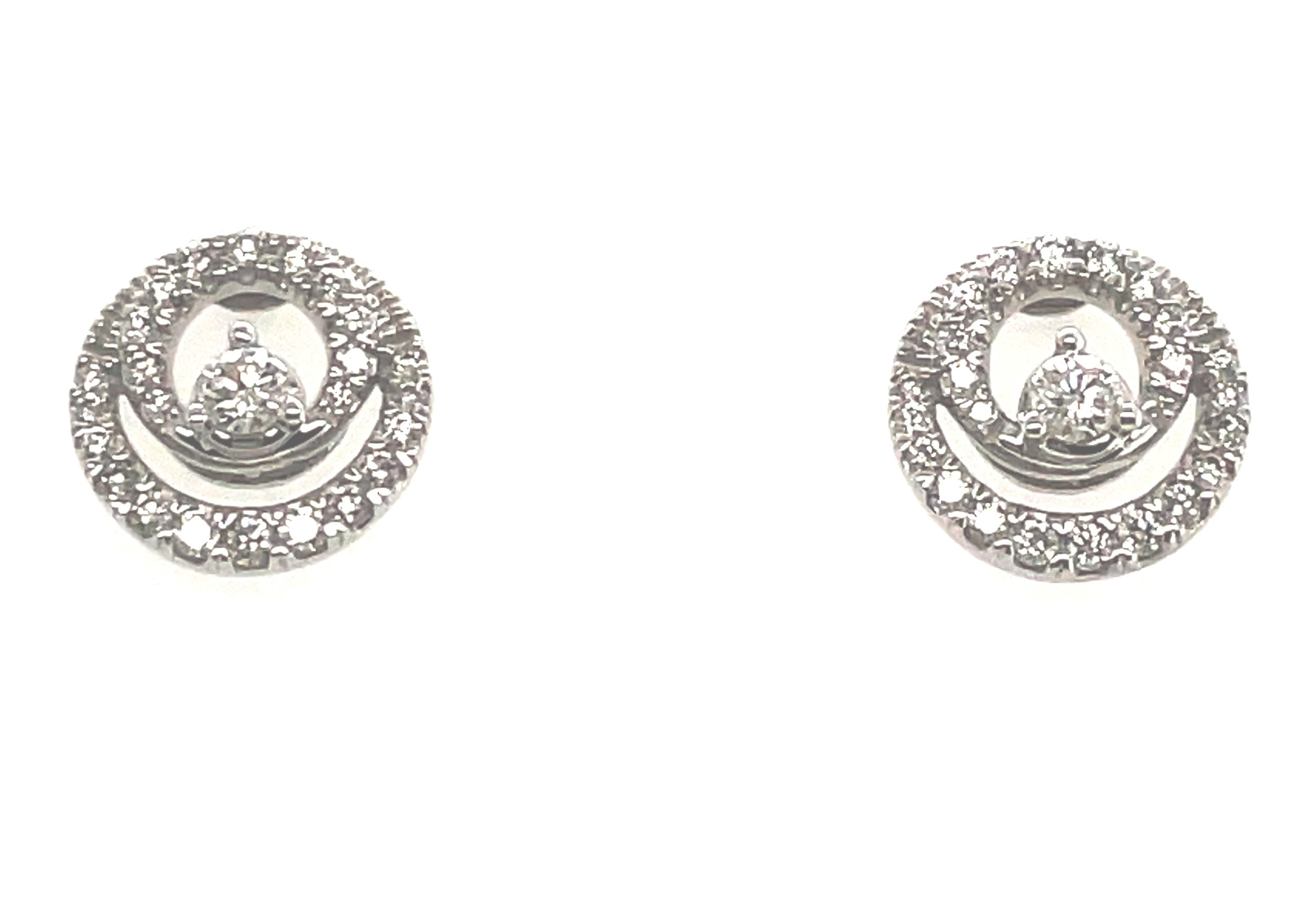 1/2CTW CIRCLE-IN- CIRLCE DIAMOND EARRINGS CONTAINING: 50 ROUND DIAMONDS; 10KW