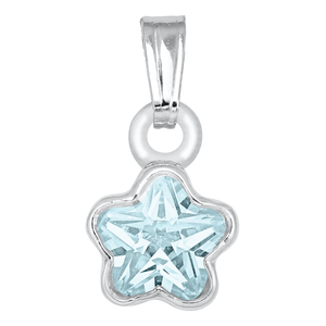 DECEMBER CHILD'S CZ FLOWER PENDANT/CHAIN; SILVER