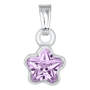 JUNE CHILD'S CZ FLOWER PENDANT/CHAIN; SILVER