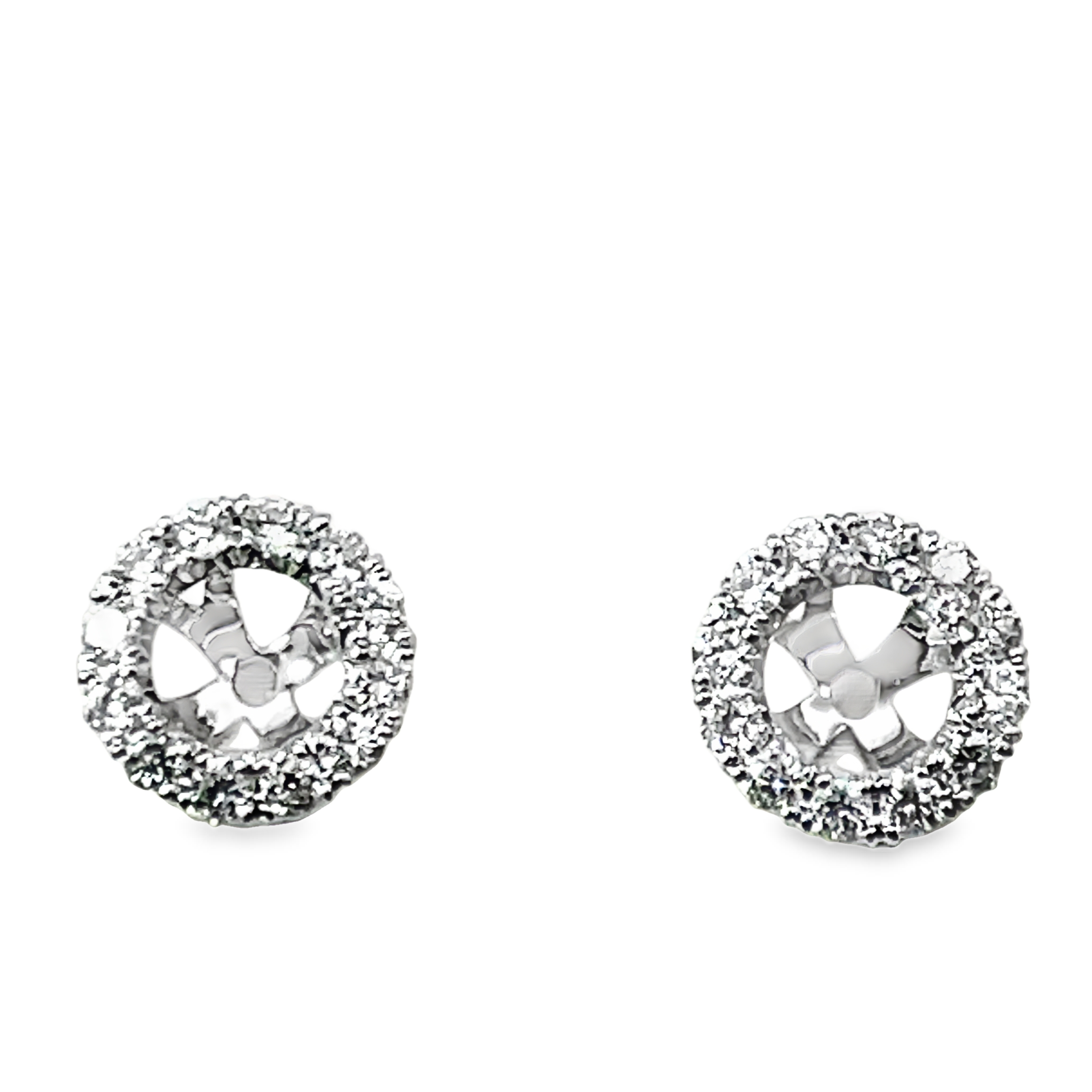 .24CTW DIAMOND EARRING JACKETS CONTAINING 24 ROUND DIAMONDS G-I SI2-I1 14KW