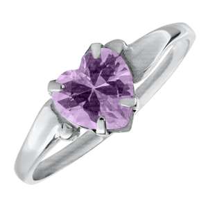 CHILD'S JUNE CZ HEART RING; SILVER
