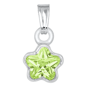 AUGUST CHILD'S CZ FLOWER PENDANT/CHAIN; SILVER
