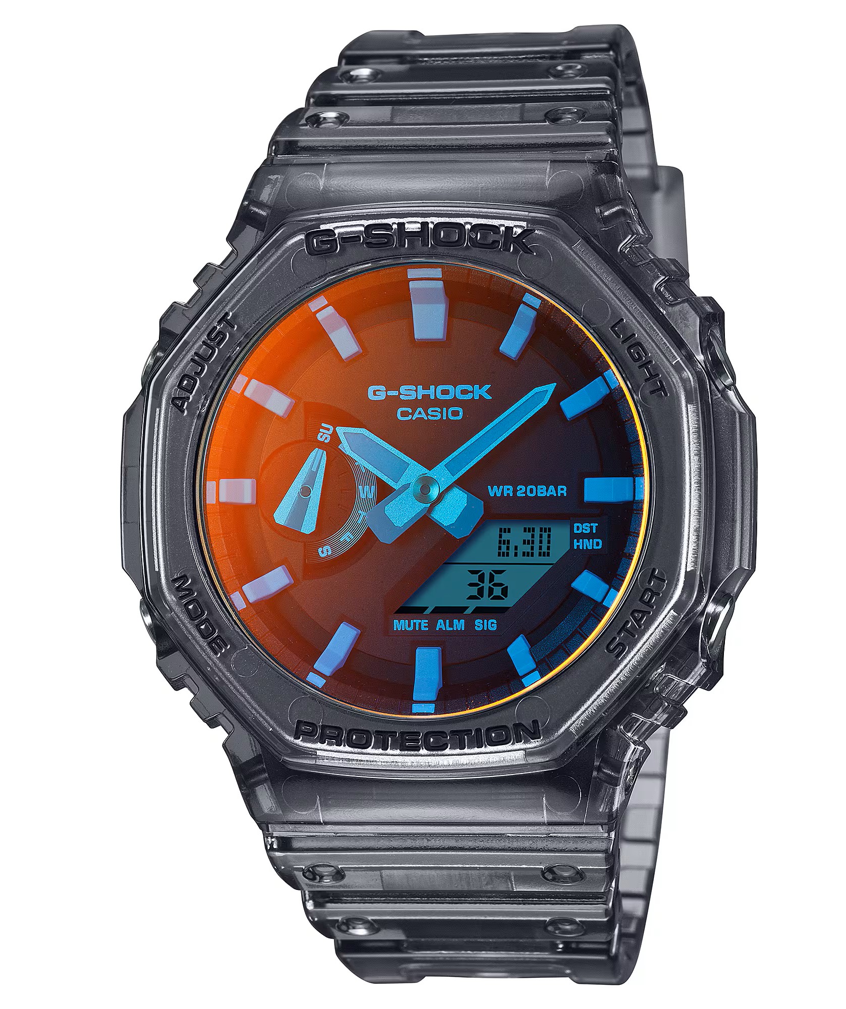 CASIO G-SHOCK ANALOGUE/DIGITAL GREY/RED RESIN STRAP WATCH