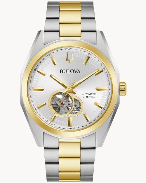 BULOVA SURVEYOR 42MM ROUND SILVER DIAL SILVER STAINLESS STEEL CASE TWO-TONE STAINLESS STEEL BRACELET