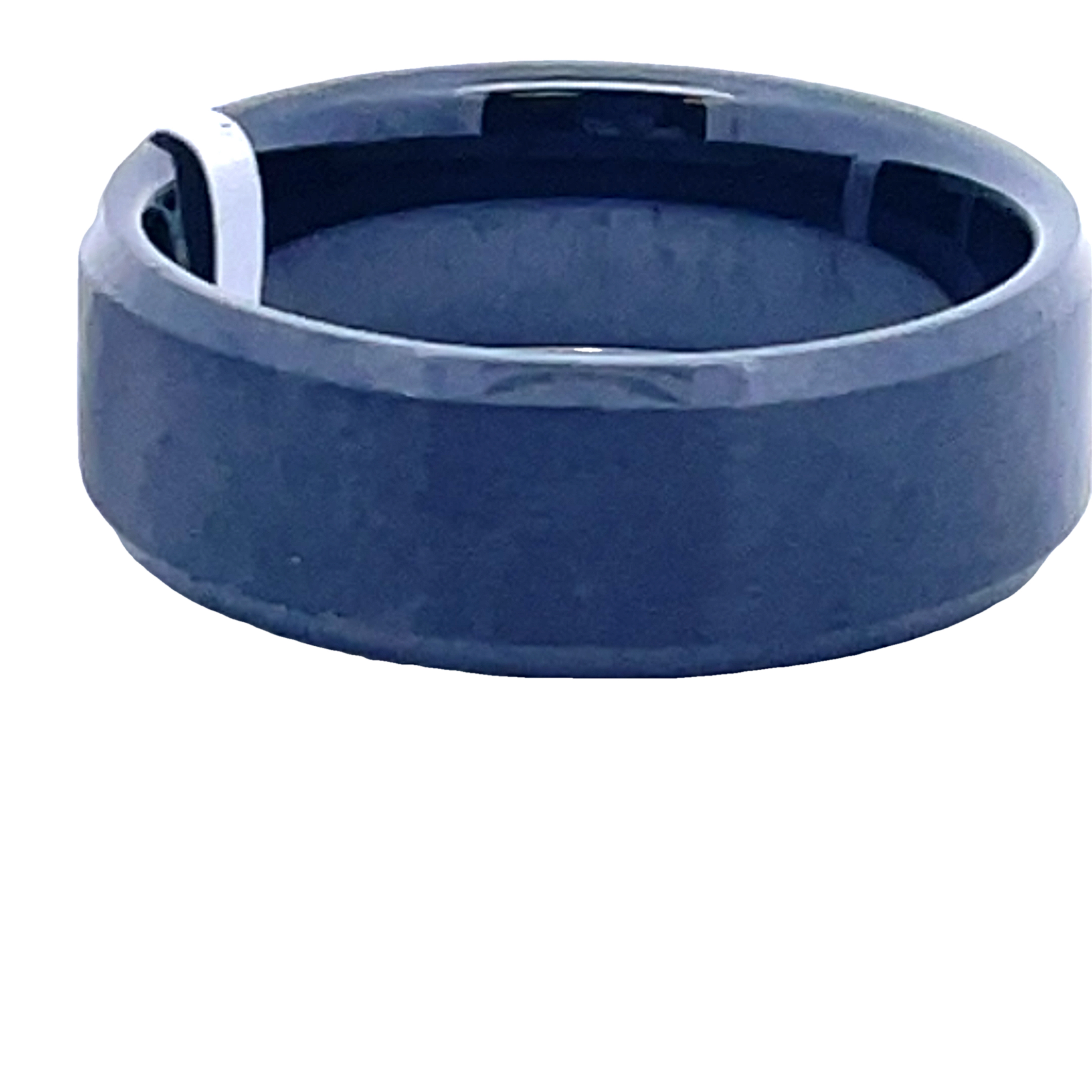 8MM BLACK CERAMIC BEVEL EDGE SATIN CENTER BAND SIZE 11.5