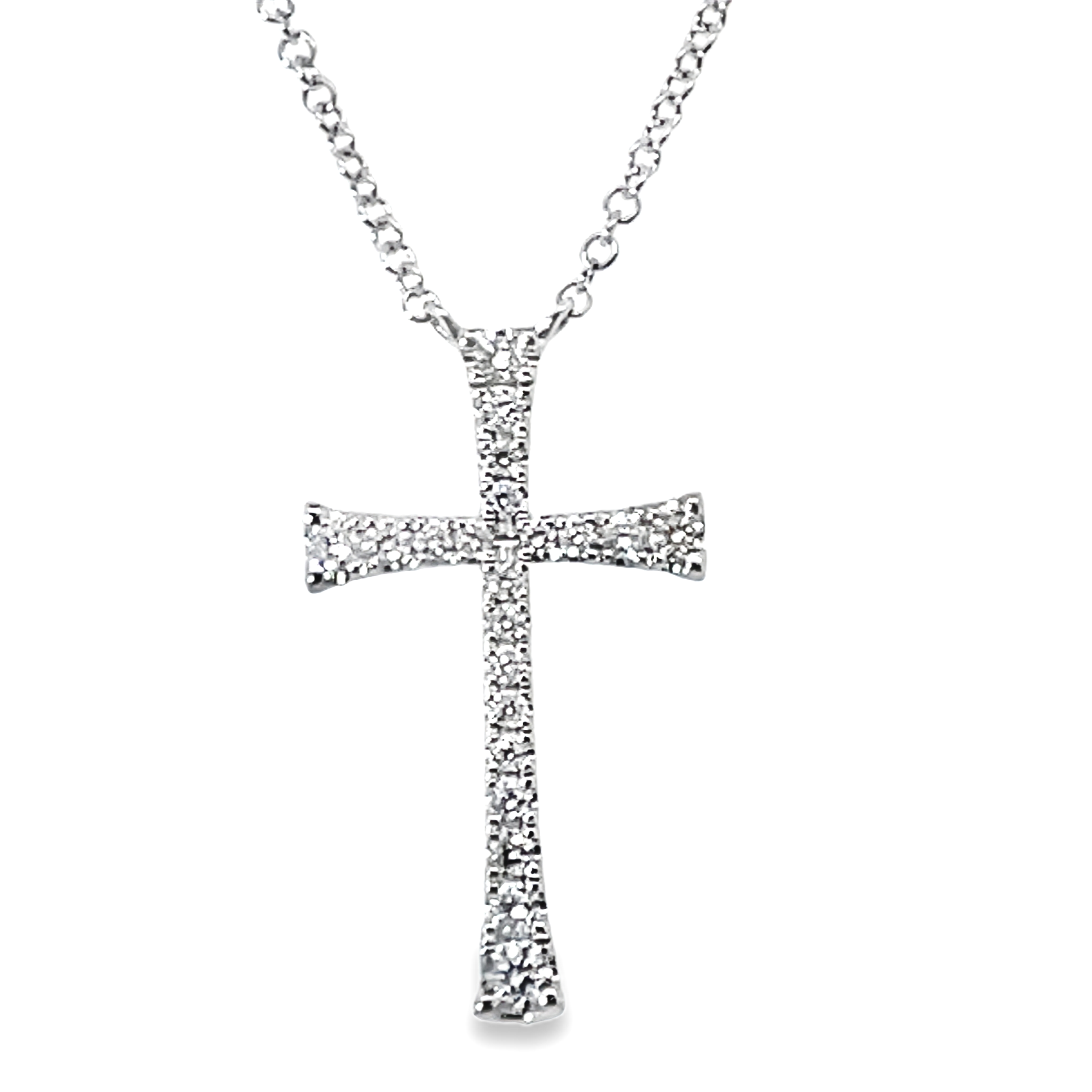 .25CTW CROSS NECKLACE CONTAINING 21 ROUND DIAMONDS 14KWG