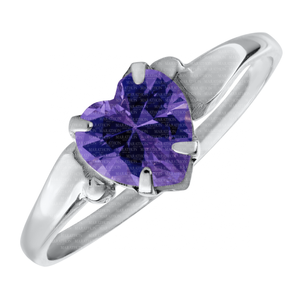 CHILD'S SEPTEMBER CZ HEART RING; SILVER