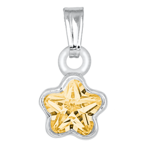 NOVEMBER CHILD'S CZ FLOWER PENDANT/CHAIN; SILVER