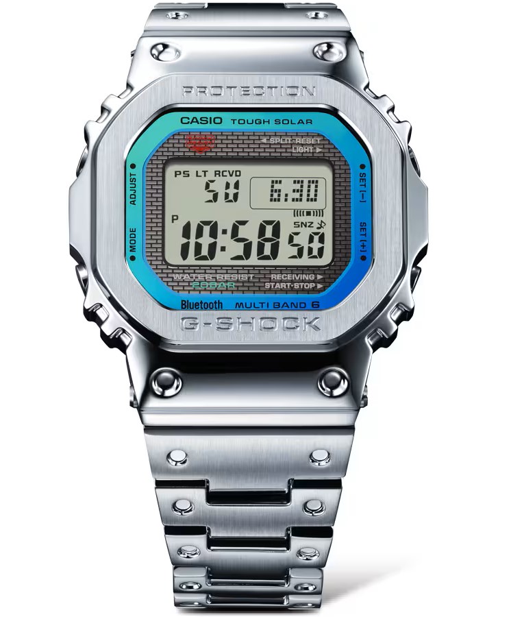 CASIO G-SHOCK DIGITAL RECTANGULAR DIAL WATCH; LINK BRACELET