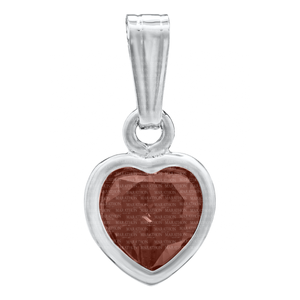 CHILD'S JANUARY BIRTHSTONE CZ GARNET HEART PENDANT/13