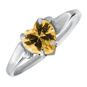 NOVEMBER BIRTHSTONE CHILD'S HEART RING; SILVER