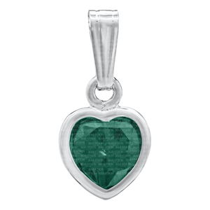 CHILD'S MAY BIRTHSTONE CZ EMERALD HEART PENDANT/13