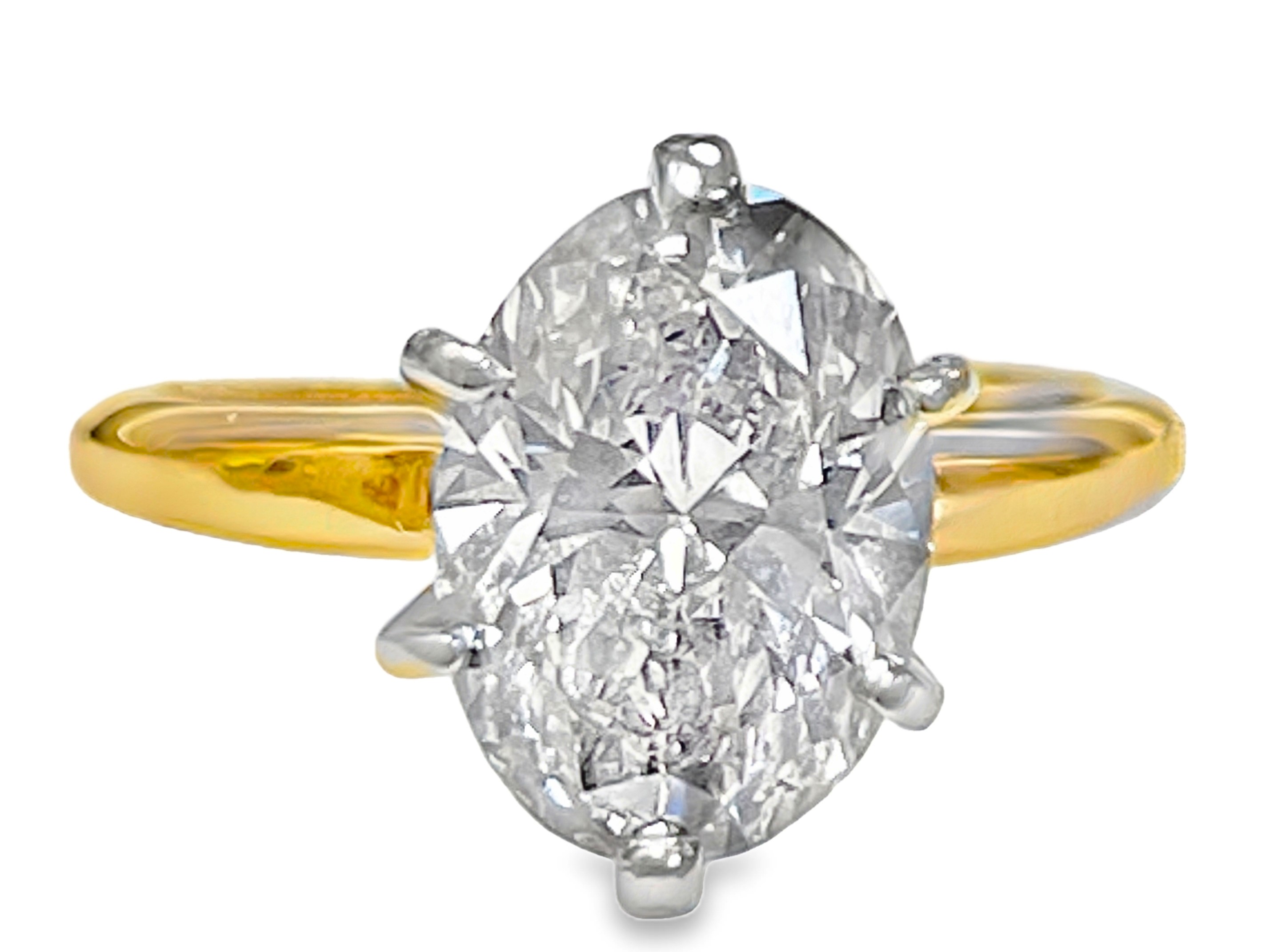 SUPER MAN-MADE CREATED 2.02CT OVAL DIAMOND SOLITAIRE I VS2 IGI LG11363403 14KY