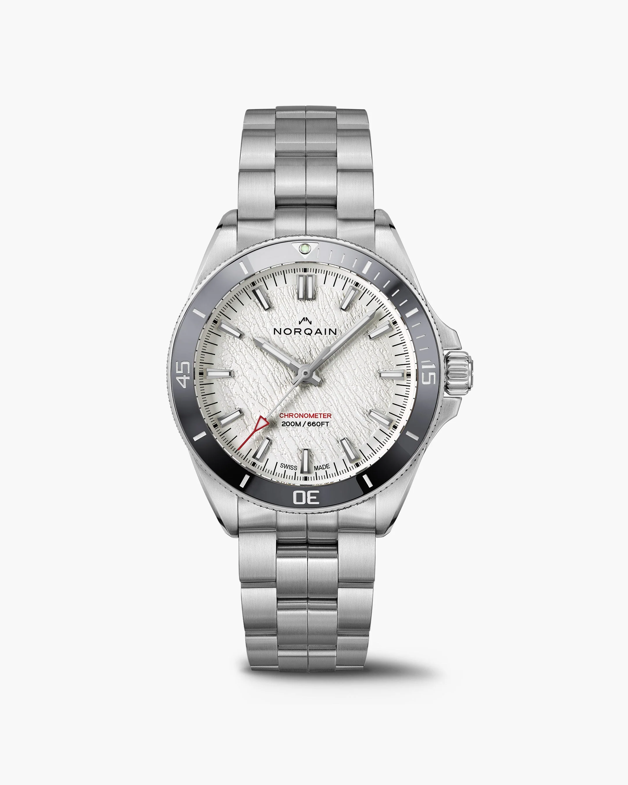 NORQAIN ADVENTURE NEVEREST WATCH GLACIER DIAL GRAY BEZEL LINK BRACELET STAINLESSSN35134