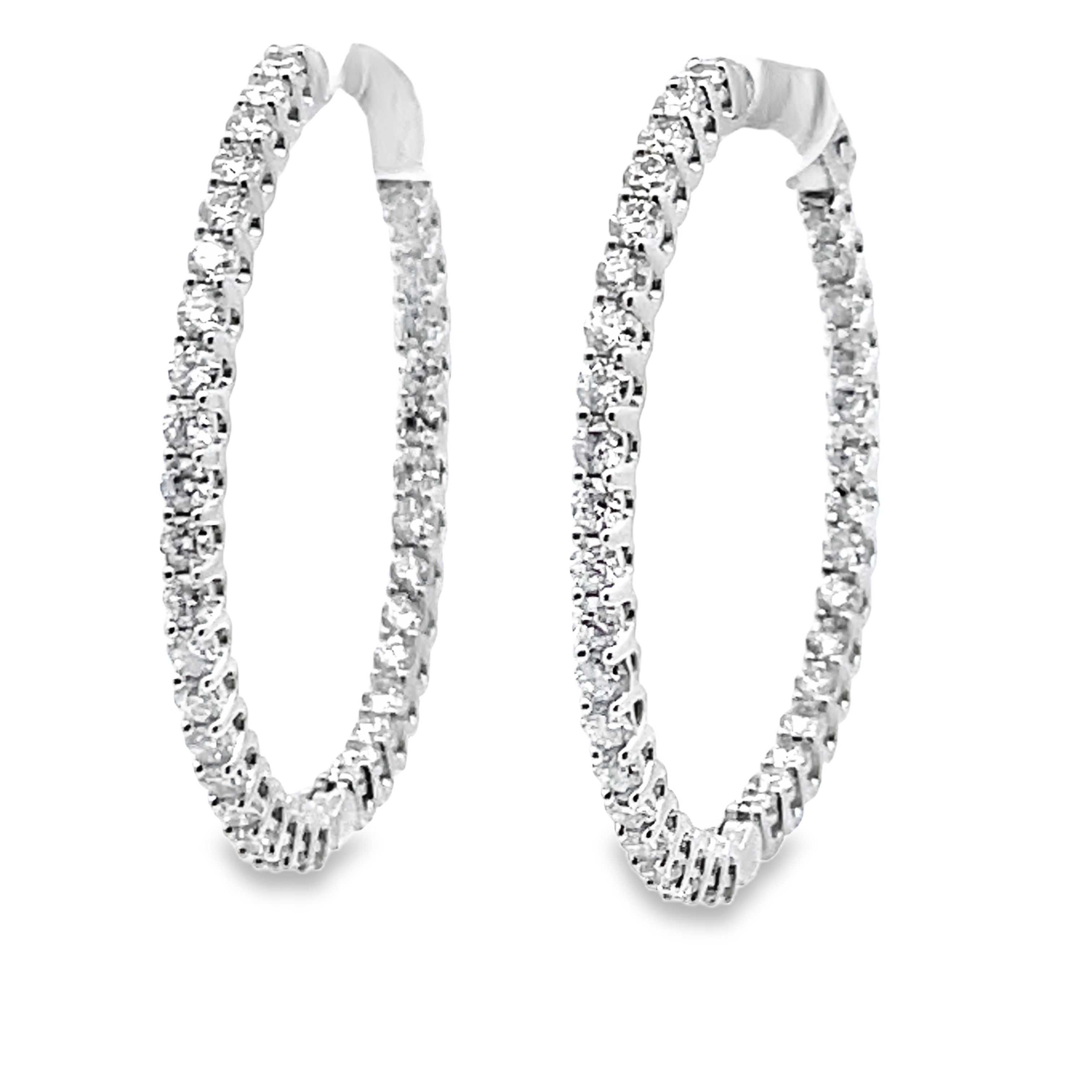 SUPER MAN MADE CREATED 2.00CTW DIAMOND INSIDE-OUT ROUND HOOP EARRINGS CONTAINING 72 ROUND DIAMONDS E-F VS 14KWIGI CARD CERT 38J465702406