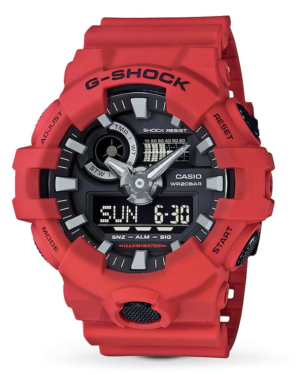 CASIO G-SHOCK FRONTBUTTON SPRLED AD REDBLACK