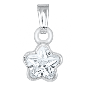 APRIL CHILD'S CZ FLOWER PENDANT/CHAIN; SILVER