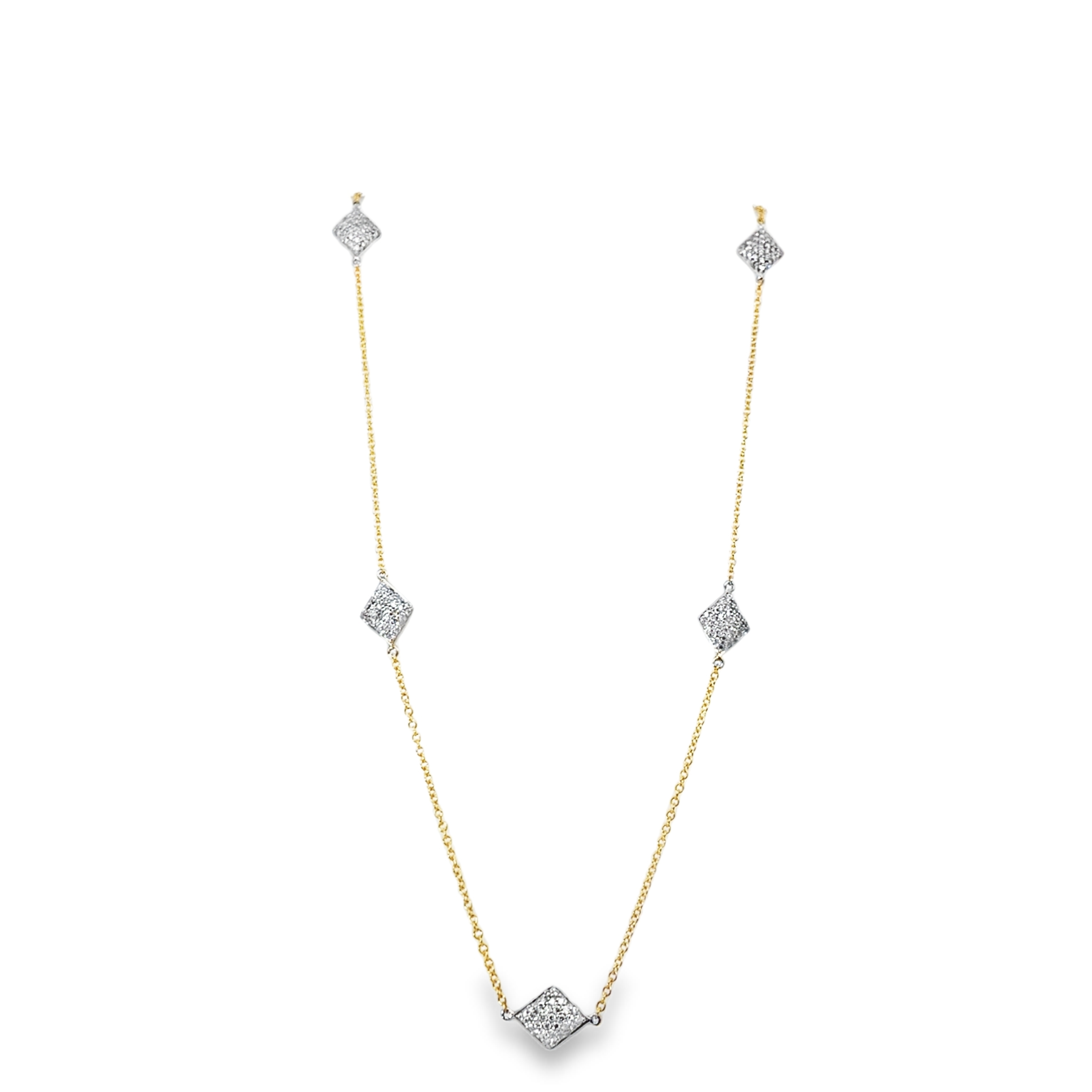 DIAMONDS-BY-THE-YARD 1.02CTW DIAMOND PAVE MARQUISE-STATIONS 17 NECKLACE CONTAINING 310 ROUND DIAMONDS 14KYW